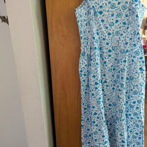 Draper James Flutter Ruffle Strap Midi Dress Blue Floral Paisley Size XL